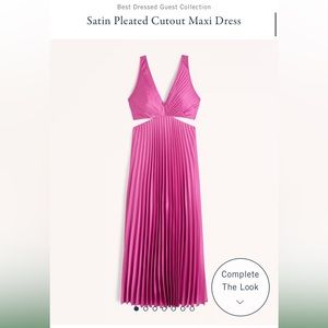 Abercrombie Satin Pleated Cutout Maxi Dress